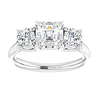 925 Silver,10K/14K/18K Solid White Gold Handmade Engagement Ring 1 CT Asscher Cut Moissanite Diamond Solitaire Wedding/Gorgeous Gift for/Her Woman Ring