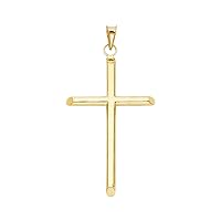 14KY Religious Cross Pendant | 14K Yellow Gold Christian Jewelry Jesus Pendant Locket For Women Men | 29 mm x 31 mm Gold Chain Pendants | Weight 2.1 grams