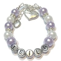 Personalized Flower Girl Charm Bracelet-Beaded Name Bracelet-Wedding Jewelry-Wedding Gift-Handmade Bracelet For Kids Girls Teen Ladies Women