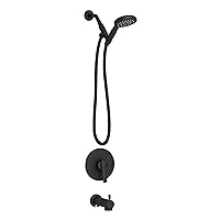 ESNBIA Bathtub Shower Faucet Set, Shower Tub Kit（Valve Included) with High Pressure Handheld Shower Head and Tub Spout, Single-Handle Tub and Shower Trim Kit, Shower Head and handle set, Matte Black