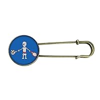 Serbian Tennis Racket Soccer Cartoon Mummy Retro Metal Brooch Pin Clip Jewelry