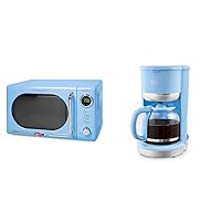 Nostalgia Retro Compact Countertop Microwave Oven - 0.7 Cu. Ft. - 700-Watts with LED Digital Display - Child Lock - Easy Clean Interior - Blue & Rise by Dash Coffee Maker Blue Sky