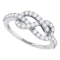 TheDiamondDeal 10k White Gold Womens Round Diamond Infinity Knot Woven Ring 3/4 Cttw