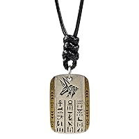 Two Tone 925 Sterling Silver Ancient Egyptian Gods Anubis Horus Pendant Necklace with Hieroglyphics for Men Women 60cm Chain