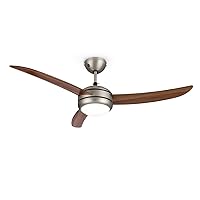 Klarstein El Paso Ceiling Fan - 2-in-1: Fan & Ceiling Light, Diameter: 132 cm, 3 Blades, Air Flow Rate: 10.344 m³/h, 3 Speed Settings., brown