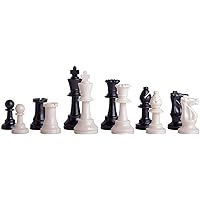 US Chess Federation's Triple Weighted Tournament Staunton Black and White Plastic Chess Pieces - 3.75