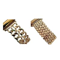 DSAAplus 38/40/41mm(XS/M) Double Gold Chain & Honeycomb Gold Chain For Apple Watch Band
