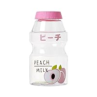 Plastic Water Bottle Yakult Shape, Strawberry Lemon Avocado Peach Cartoon Pattern Suitable for Children Boys And Girls Can be Filled With Milk Coffee Cold Drinks Pink