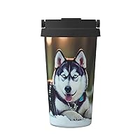 Husky Dog Print Thermal Coffee Tumbler Stainless Steel Reusable Coffee Mug,Gift For Men Women
