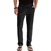 Men's Casual Linen Pants Drawstring Beach Loose Trousers Elastic Waist Yoga Long Pants