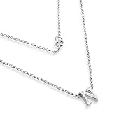 Initial Letter N Personalized Serif Font Small Pendant Necklace Thin 1mm Chain