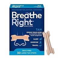 Breathee Rightt Nasal Strips to Stop Snoring, Drug-Free, Original Tan Large, 30 Count, (Pack of 1)