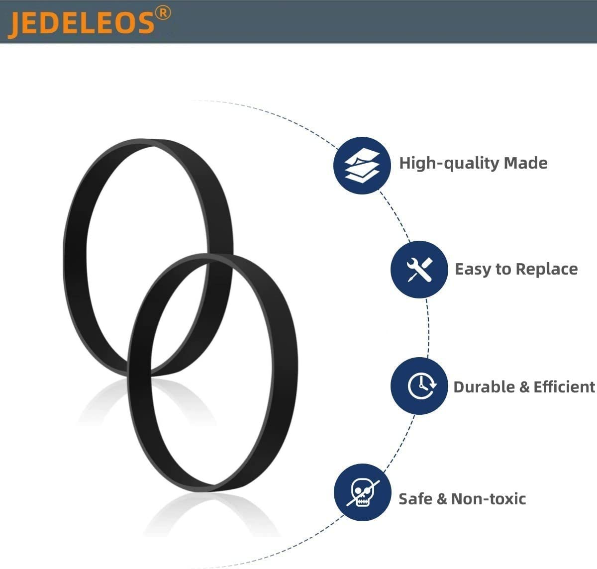 JEDELEOS Replacement Belts for Hoover High Performance / Elite Swivel XL Pet Upright Vacuum UH75200, UH75210, UH75250, UH75110, UH75100, UH75150, UH75160 Series (Pack of 2)