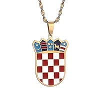 Croatia Flag Charm Pendant Necklaces for Women Girls Croatian Jewelry