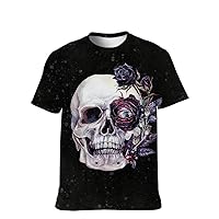 Mens Cool-Novelty T-Shirt Graphic-Tees Funny-Vintage Short-Sleeve Jiuce Hip-Hop: Crazy Skull Teens Stylish Personalized Gift
