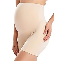 Women's Seamless Maternity Shapewear for Dresses Pregnancy Shorts Panties High Waist Mid-Thigh Underwear Beige Large
