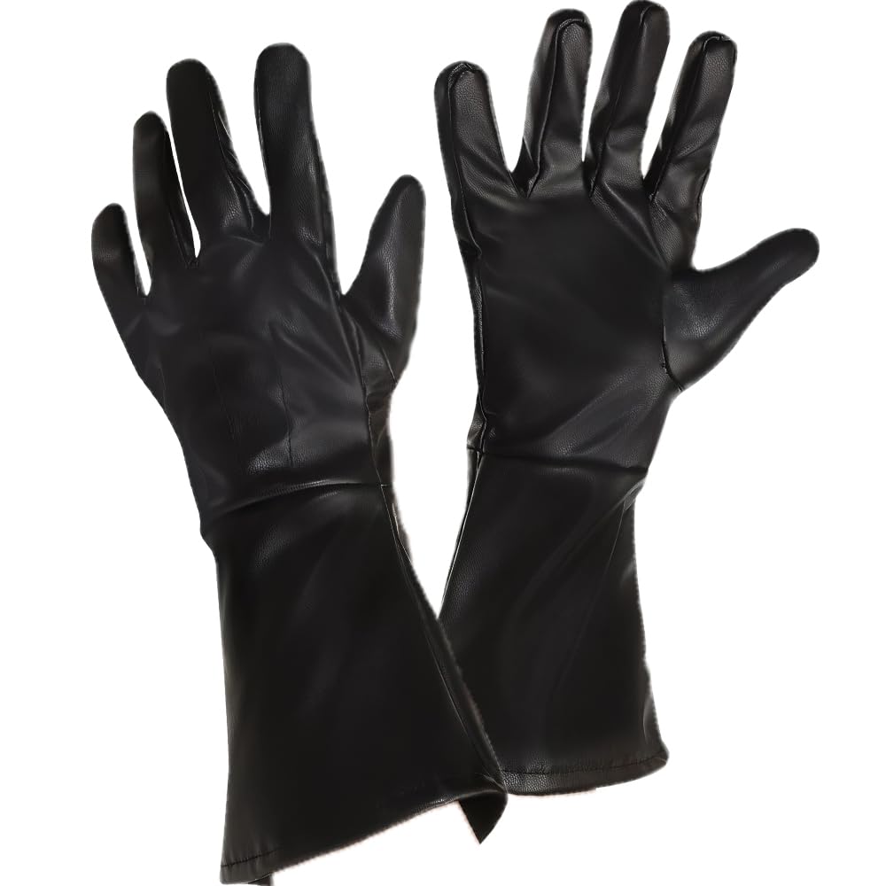Black Leather Gloves For Kids (One Size) - 1 Pair - Elegant Design, Perfect For Dress-Up, Halloween, Theater Performances & Role Play Fun