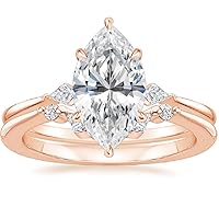 Marquise Moissanite Engagement Ring Set, 5 CT Colorless, Sterling Silver, Eternity Style