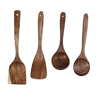 BESTOYARD Colander 4pcs Bamboo Ladle Spoon Wooden Cooking Utensils Wood Kitchen Spoon Bamboo Kitchen Utensils Kitchenware Cooking Soup Spoon Wood Kitchen Gadget Wooden Shovel Long Handle
