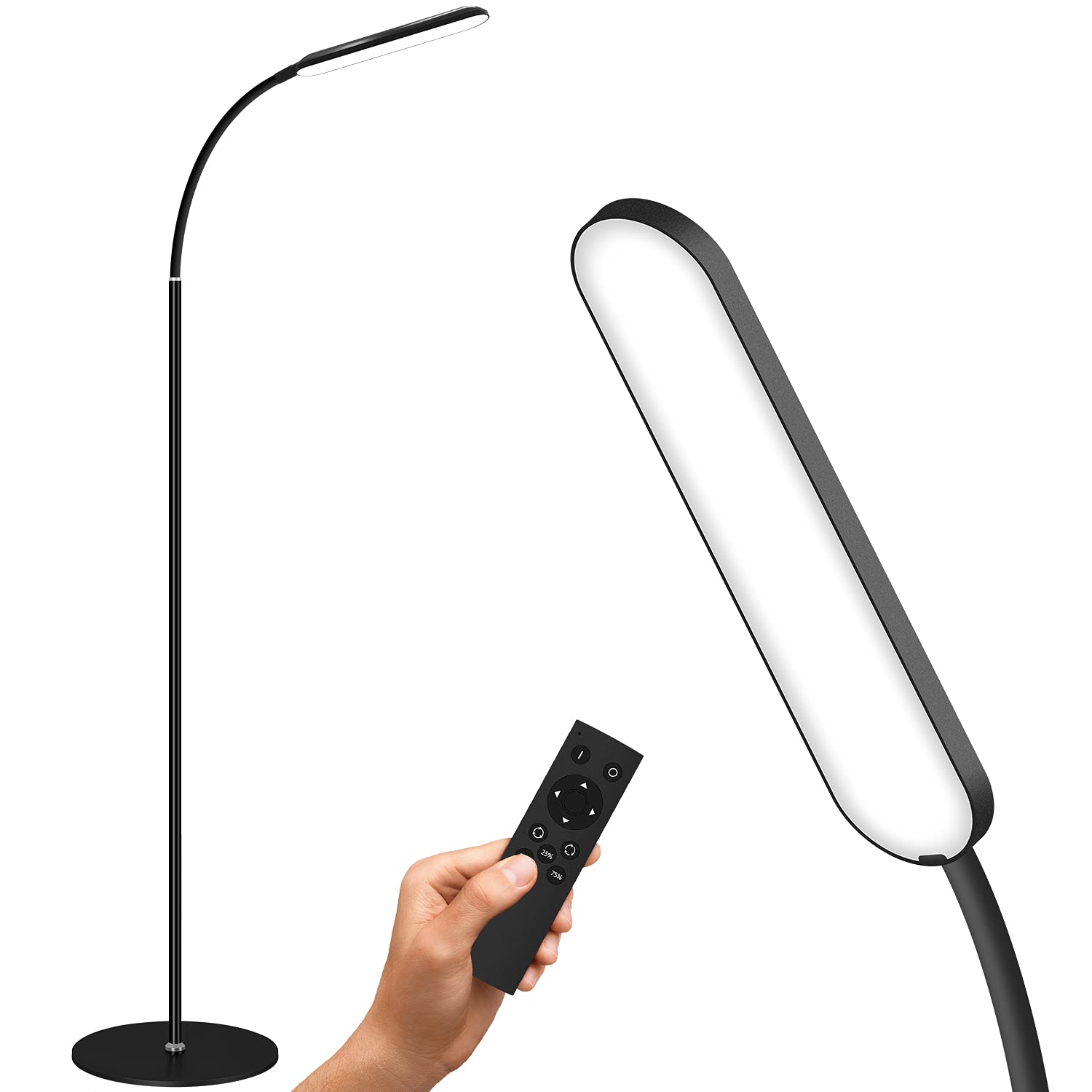 GSBLUNIE Led Floor Lamp, Dimmable Standing lamp with 3 Color Temperature, Modern Floor Lamps with Remote and Touch Control, Adjustable Gooseneck Re...