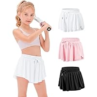 Girls Flowy Shorts with Pockets Athletic Running Skirt High Waist Butterfly 2 in 1 Sports Short 5-16 Years