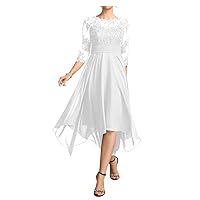 Women's Beaded Chiffon Appliques Mother of Bride Dresses Half Sleeve Mother of Groom Wedding Guest Evening Gowns