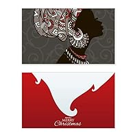 African Black Women Aboriginal Headdress Holiday Holiday Merry Christmas Congrats Card Xmas Letter Message