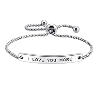 I Love You More Hand Stamped Bracelet Jewelry Gifts for Her Girlfriend Wife Classic Lettering