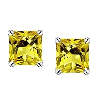Sterling Silver Square Cut 7mm Earring Studs