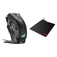 ROG Spatha X Wireless Gaming Mouse (Magnetic Charging Stand & ROG Balteus Qi Vertical Gaming Mouse Pad with Wireless Qi Charging Zone