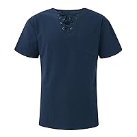 Mens Casual Shirts,Short Sleeve Casual Top Fashion Plus Size Loose Summer T-Shirt Collar Tie Shirt Tee Blouse 2024