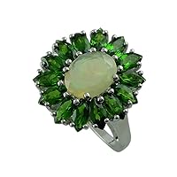 Carillon Chrome Diopside Marquise Shape Natural Non-Treated Gemstone 925 Sterling Silver Ring Birthday Jewelry for Women & Men