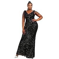 Size Black Sequin Prom Dress Mermaid Evening