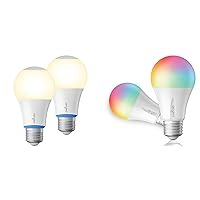 A19 100W 2700k 2PK Bundle with Smart Light Bulbs A19 Color 2PK, Work with Alexa, Google Home, SmartThings, Zigbee, Hub Required