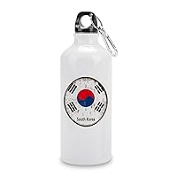 South Korea Funny Stainless Steel Sports Water Bottle South Korea National Flag Insulated Sports Water Bottle with Carabiner Clip, Sports Bottles 14 Oz, White