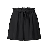 KOJOOIN Women's Plus Size Paper Bag High Waisted Comfy Casual Shorts for Summer