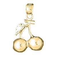 14K Yellow Gold 3D Cherries Pendant