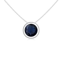 Natural Blue Sapphire Round solitaire Pendant for Women in Sterling Silver / 14K Gold/Platinum
