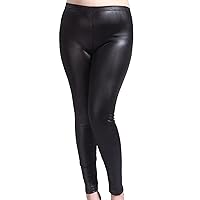 Women Sexy Black Faux Leather Leggings Pants High Waisted Stretchy Slim Skinny Jeggings Trousers Plus Size
