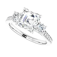 3-Stone Moissanite Ring, Heart 2.0CT, Moissanite Engagement Ring/Moissanite Wedding Ring/Moissanite Bridal Ring Set, 925 Sterling Silver, Perfact for Gift Or As You Want