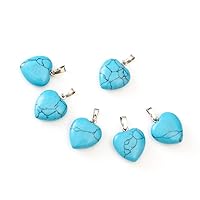 4pcs Adabele Natural Turquoise Blue Howlite Gemstone 20mm Heart Pendant Healing Crystals Chakra Gem Stones Rock Crystal Quartz for Jewelry Making