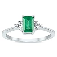 SZUL Gemstone and Diamond Ring in 10K White Gold (Available in Emerald, Sapphire, Blue Topaz, Amethyst, and more)