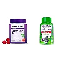 Melatonin 5mg, Dietary Supplement for Restful Sleep, 90 Strawberry-Flavored Gummies, 90 Day Supply & Vitafusion Extra Strength Melatonin Gummy Vitamins, 5mg, 120 ct Gummies