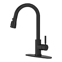 MSTJRY Single Handle Kitchen Faucet with Pull Down Sprayer Stainless Steel High Arc Kitchen Faucets with Pull Out Sprayer, Matted Black Commercial Modern RV Stainless Steel Kitchen Faucets