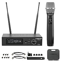 Phenyx Pro True Diversity Wireless Microphone System w/ 1000 Tunable Channels, Single Cordless Microphone Set w/Auto Scan, UHF Professional Dynamic Microphone for Singing, Stage & Studio (PTU-1U)