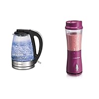 Hamilton Beach 1.7L Electric Tea Kettle, Water Boiler & Heater (40864) and Hamilton Beach Portable Blender for Shakes and Smoothies with 14 Oz BPA Free Travel Cup and Lid (51131)