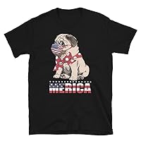4th of July American Bulldog Puppy Merica Design Short-Sleeve Unisex T-Shirt