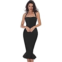 whoinshop Women’s Halter Fishtail Mermaid Bodycon Knee Length Cocktail Bandage Dress