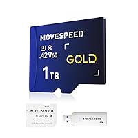 MOVE SPEED 1TB Micro SD Card, Up to 170MB/s Micro SD Memory Card, A2 U3 V60, 4K Full HD Video Recording, with Card Reader and Adapter, for Driving Recorder