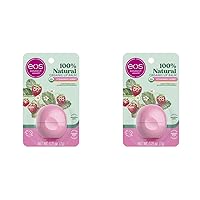 eos 100% Natural & Organic Lip Balm- Strawberry Sorbet, All-Day Moisture, Dermatologist Recommended for Sensitive Skin, Lip Care Products, 0.25 oz (Pack of 2)